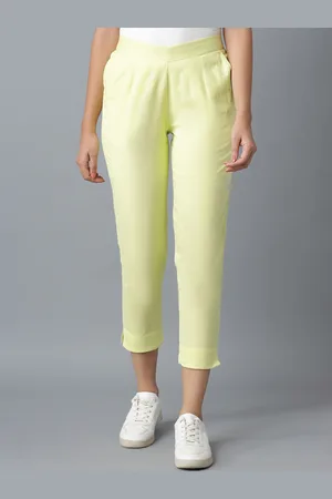 Elleven Women Yellow Solid Regular Fit Trousers