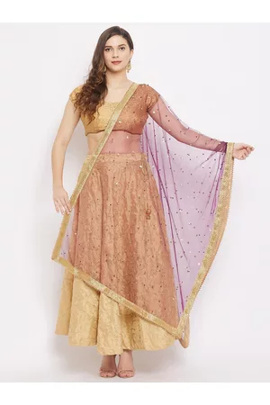 Clora Creation Burgundy & Gold-Toned Embroidered Dupatta with Sequinned