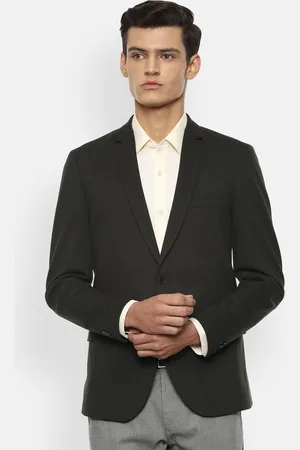V Dot Men Grey Slim Fit Blazer