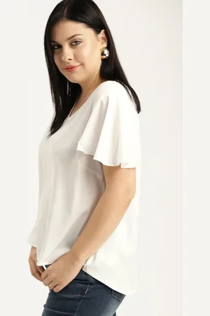 Sztori Plus Size Women White Solid Top