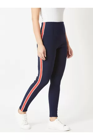 Miss Chase Women Navy Blue Solid Skinny Fit Treggings