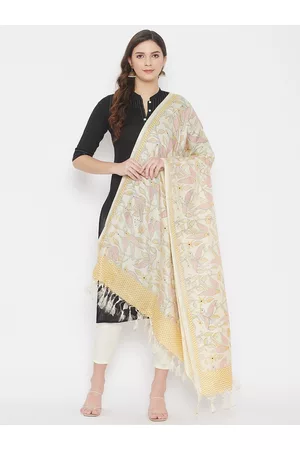 Clora Creation Beige & Pink Printed Dupatta