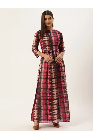 Ethnovog Women Multicoloured Made To Measure Digital Print Dyed Art Silk Anarkali Kurta