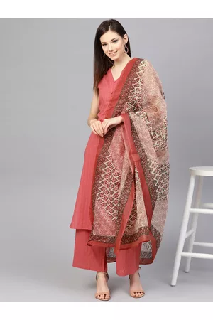 anayna Off-White & Red Printed Dupatta