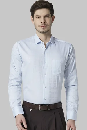 Park Avenue Men Blue Slim Fit Checked Formal Shirt