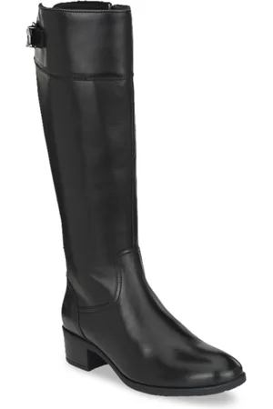 Delize Women Black Solid Leather High-Top Memory Foam Flat Boots