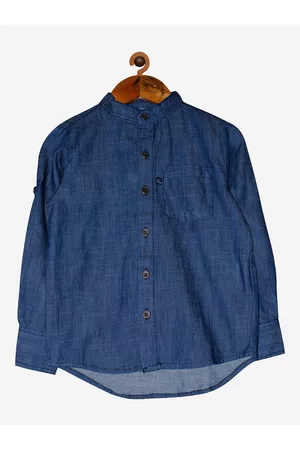 KiddoPanti Boys Blue Opaque Casual Shirt
