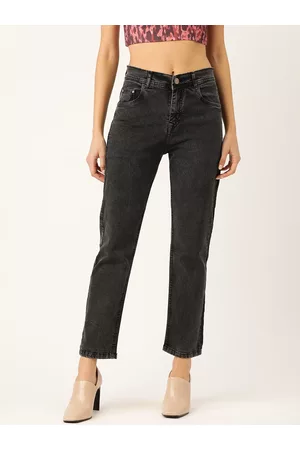 PARIS HAMILTON Women Charcoal Grey Boyfriend Fit High-Rise Clean Look Stretchable Jeans