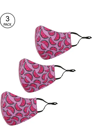 Tossido Kids Pack Of 3 Pink Printed Pure Cotton 3-Ply Cloth Masks