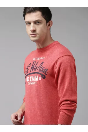 Ralph Lauren U S Polo Assn Denim Co Men Pink Brand Logo Printed Pullover