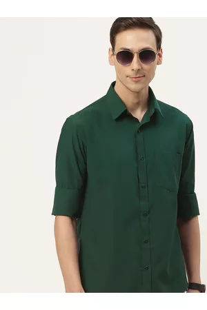English Navy Men Green Classic Slim Fit Casual Shirt