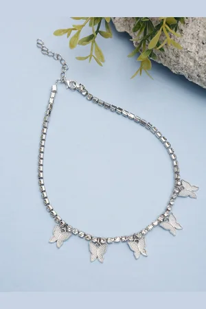 Celena Cole Silver-Toned & White Silver-Plated Necklace