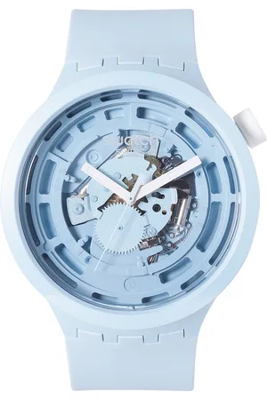 Swatch Unisex Blue Boost Swiss Made Skeleton Dial Water Resistant Analogue Watch SB03N100