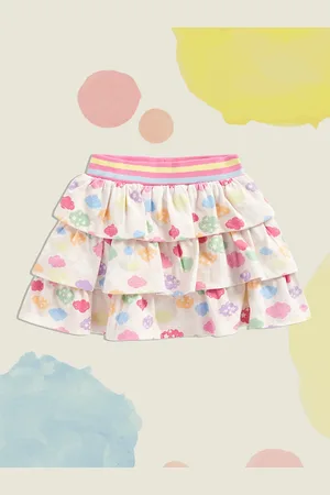 Mothercare Girls Multi-Coloured Print Layered Pure Cotton A-Line Skirt