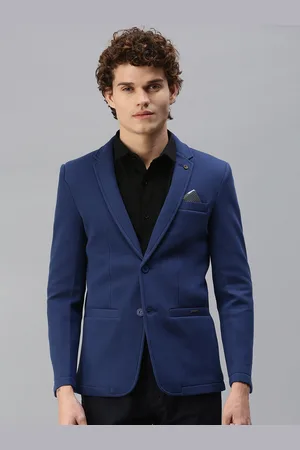 SHOWOFF Men Blue Solid Single-Breasted Slim-Fit Blazer