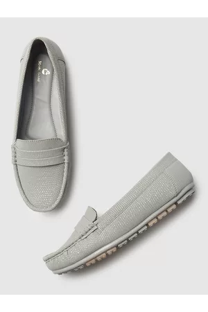 Marc Loire Women Grey Textured PU Penny Loafers