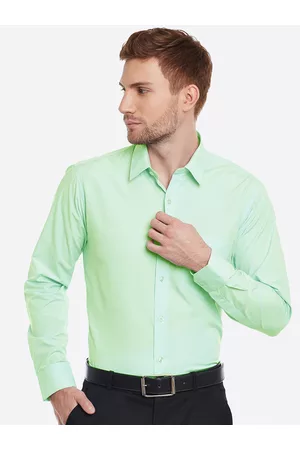 English Navy Men Green Slim Fit Solid Formal Shirt