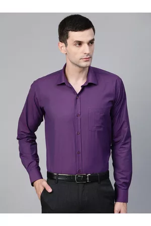 MANQ Men Purple Slim Fit Solid Formal Shirt