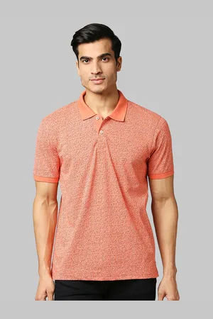 Park Avenue Men Coral Polo Collar Slim Fit T-shirt
