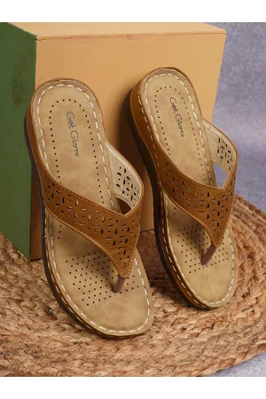 Get Glamr Women Tan Brown Solid Sandals