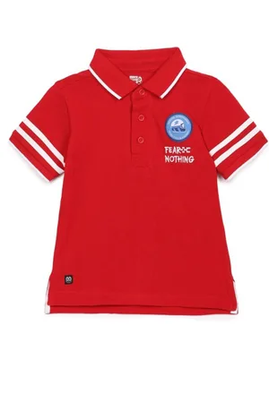 UNDER FOURTEEN ONLY Boys Orange & White Polo Collar Cotton T-shirt