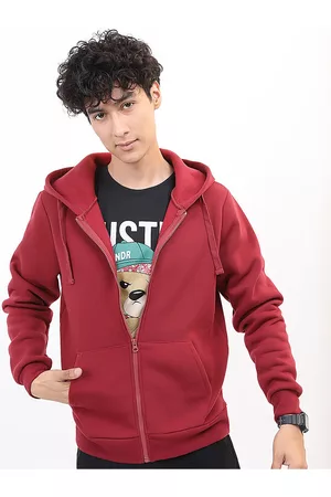 Highlander Men Maroon Hooded Pullover Sweatshirt