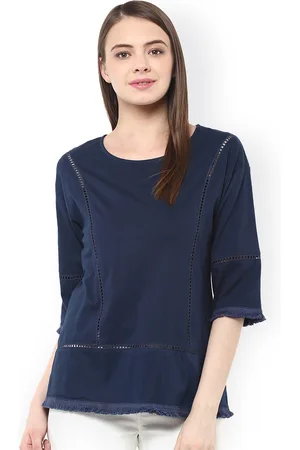 Miss Chase Women Navy Solid Top