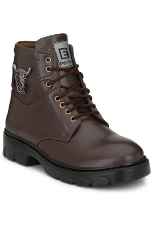 Eego Italy Men Brown Solid Synthetic Mid-Top Flat Boots