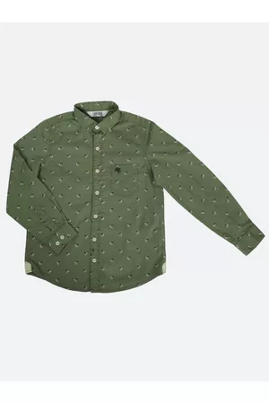 CANTABIL Boys Green Printed Casual Shirt