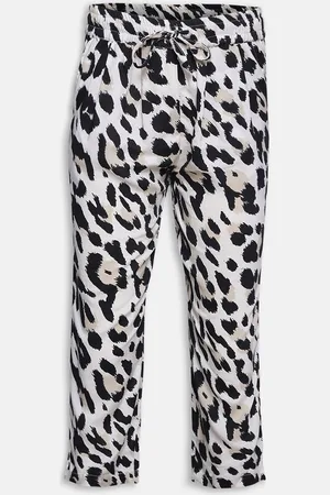 Oxolloxo Girls Black Animal Printed Regular Trousers