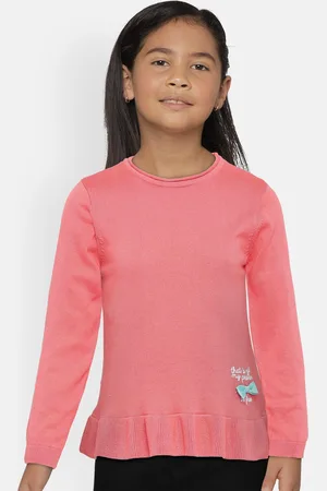 METRO KIDS COMPANY Girls Pink Solid Pullover Sweater