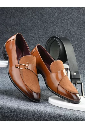 Invictus Men Tan Brown Solid Formal Monk Shoes