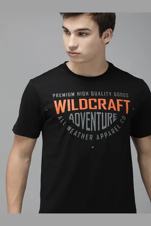 Wildcraft Men Black Printed Round Neck Pure Cotton T-shirt