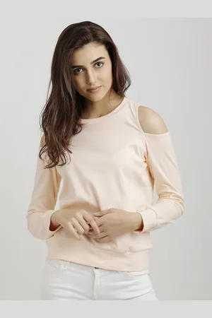 Miss Chase Women Peach Solid Pure Cotton Top