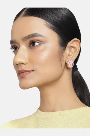 ESTELE Women Gold-Toned & Pink Circular Studs Earrings