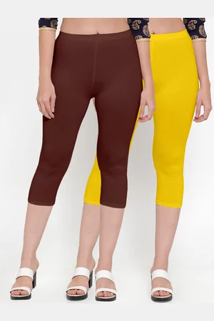 Jinfo Women Yellow & Brown Pack Of 2 Capris