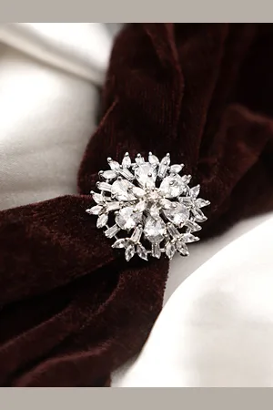 Cardinal Women Silver-toned & Silver-plated American Diamond Adjustable Ring
