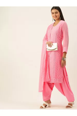 SWAGG INDIA Pink Ethnic Motif Embroidered Unstitched Dress Material