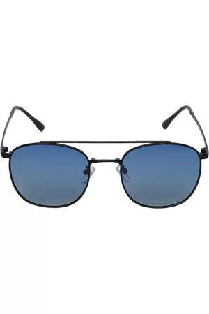 Peter Jones Eyewear Unisex Blue Lens & Black Round Sunglasses - PO730BL