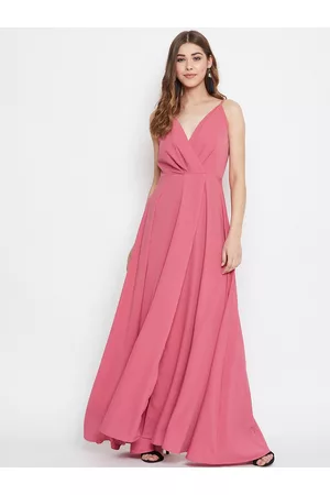 Berrylush Women Pink Solid Maxi Dress