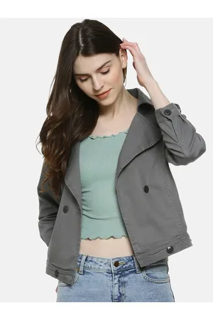Campus Women Grey Windcheater Denim Jacket