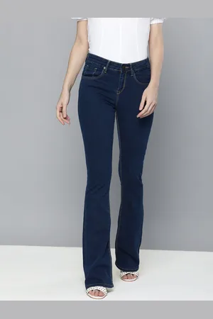 HERE&NOW Women Navy Blue Bootcut Mid-Rise Clean Look Jeans