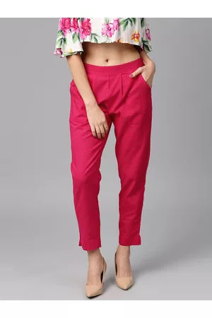 Jaipur Women Pink Solid Regular Trousers