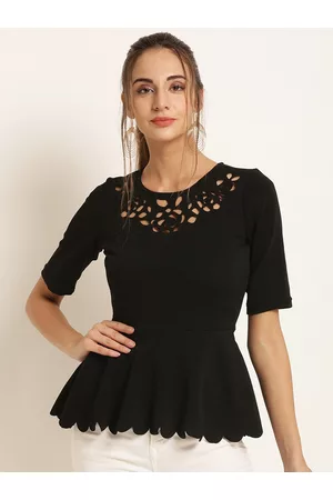Harpa Women Black Solid Peplum Top