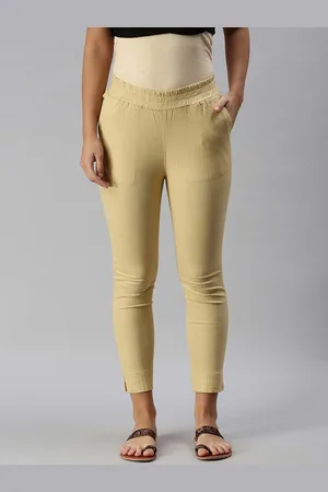Soch Women Gold-Toned Skinny Fit Regular Trousers