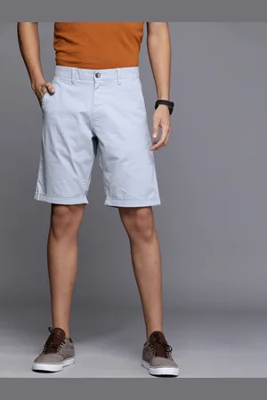 Louis Philippe Men Blue Solid Slim Fit Low-Rise Shorts