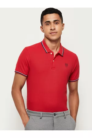 Max Collection Men Red Polo Collar T-shirt