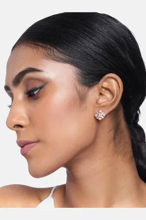 I Jewels Women Rose Gold Floral Studs Earrings