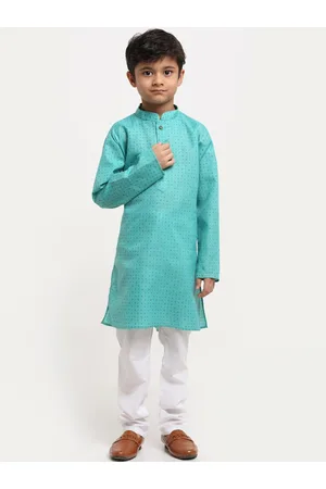 Kraft Boys Green Solid Above Knee Length Kurta