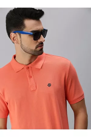 ONN Men Peach-Coloured Polo Collar T-shirt short sleeves